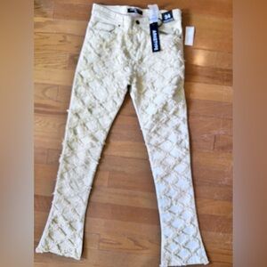 Arketype Men’s Bone Jeans Size 34 Textured Embroidered Denim NWT Lattice Style